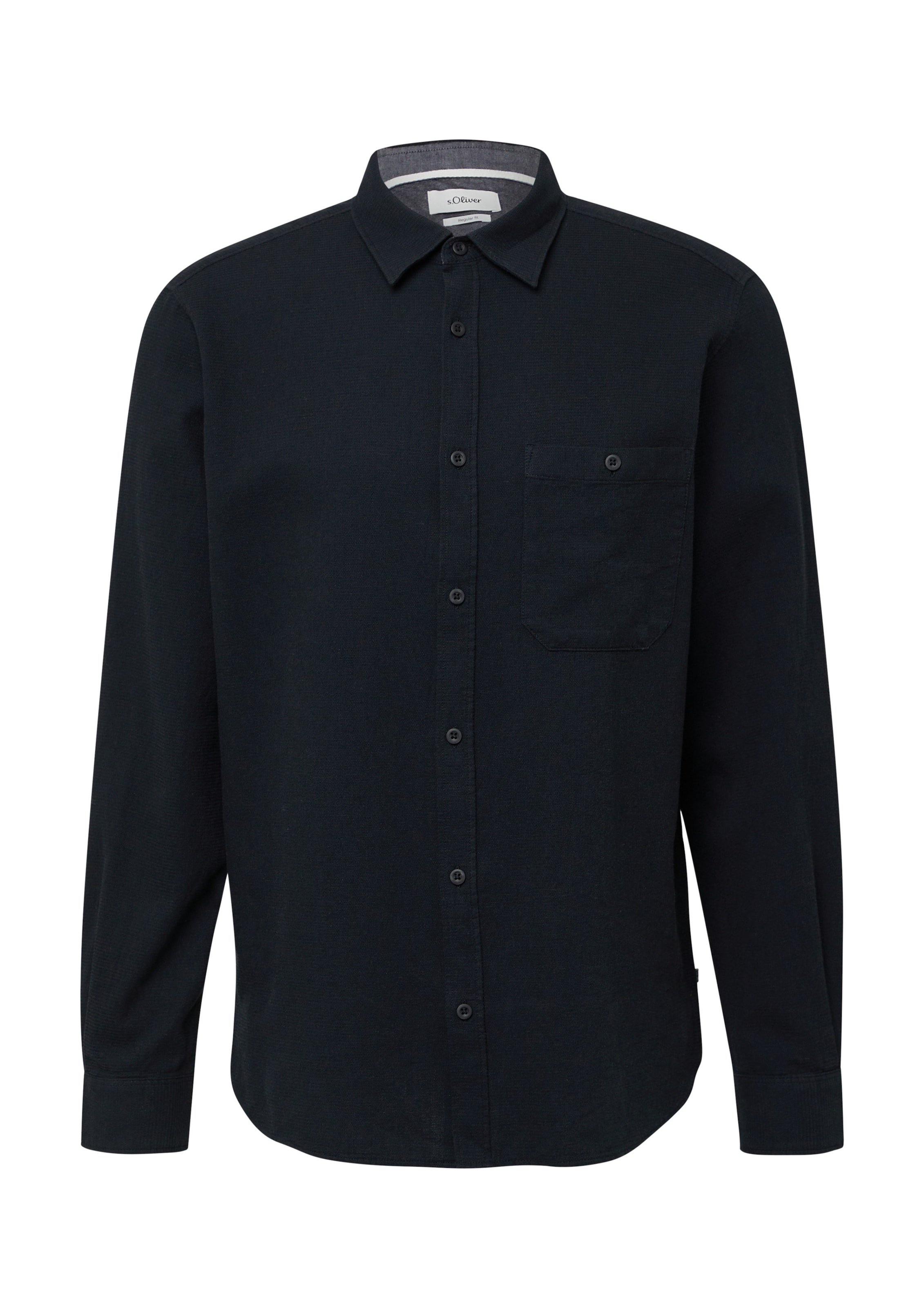 s.Oliver Regular Fit Hemd in Schwarz: Vorderseite
