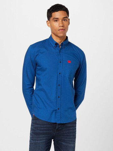 HUGO Slim fit Button Up Shirt 'Evito' in Blue: front