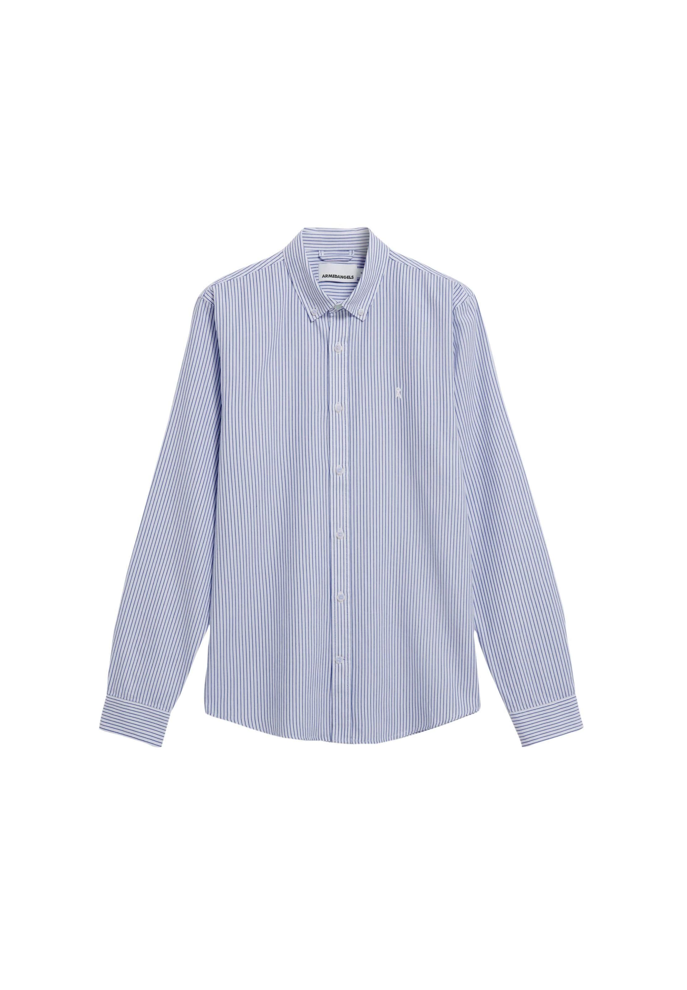 ARMEDANGELS Regular Fit Hemd QUAASA STRIPE in Blau: Vorderseite