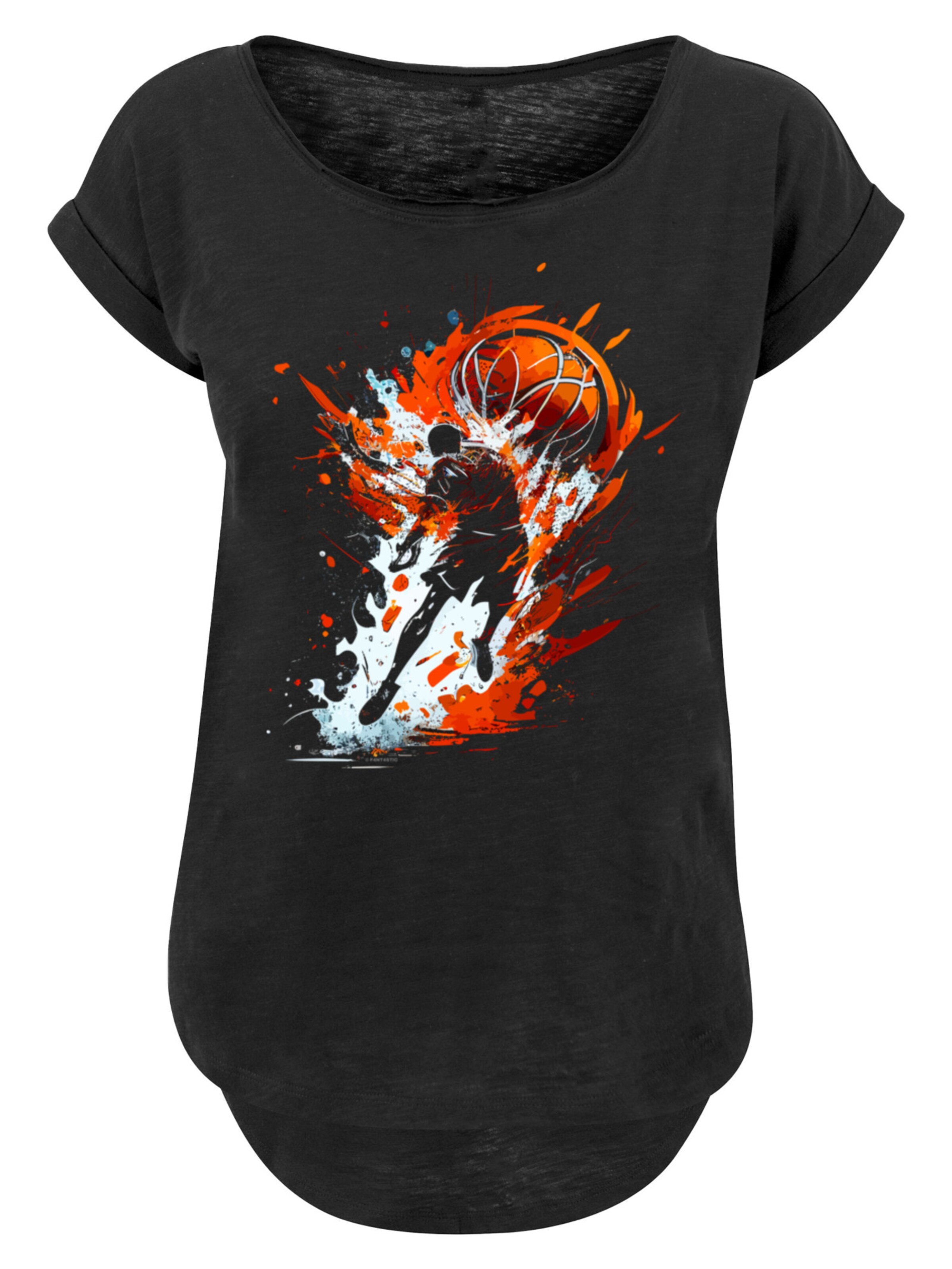 T-shirt 'Basketball Sports Collection Orange Splash' F4NT4STIC en noir : devant