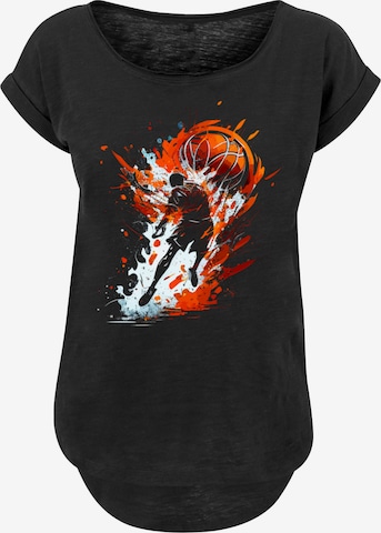 T-shirt 'Basketball Sports Collection Orange Splash' F4NT4STIC en noir : devant