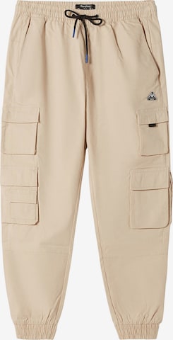 Bershka Tapered Cargo trousers in Beige: front