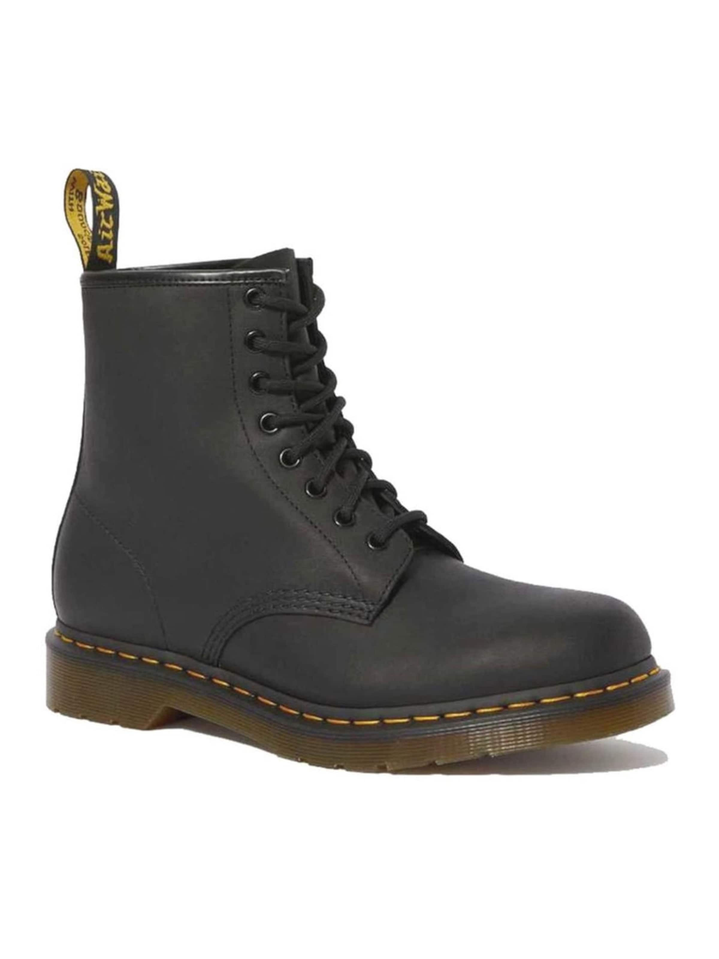 Stivale 'Unisex 1460 Greasy Black Boots' di Dr. Martens in nero: frontale