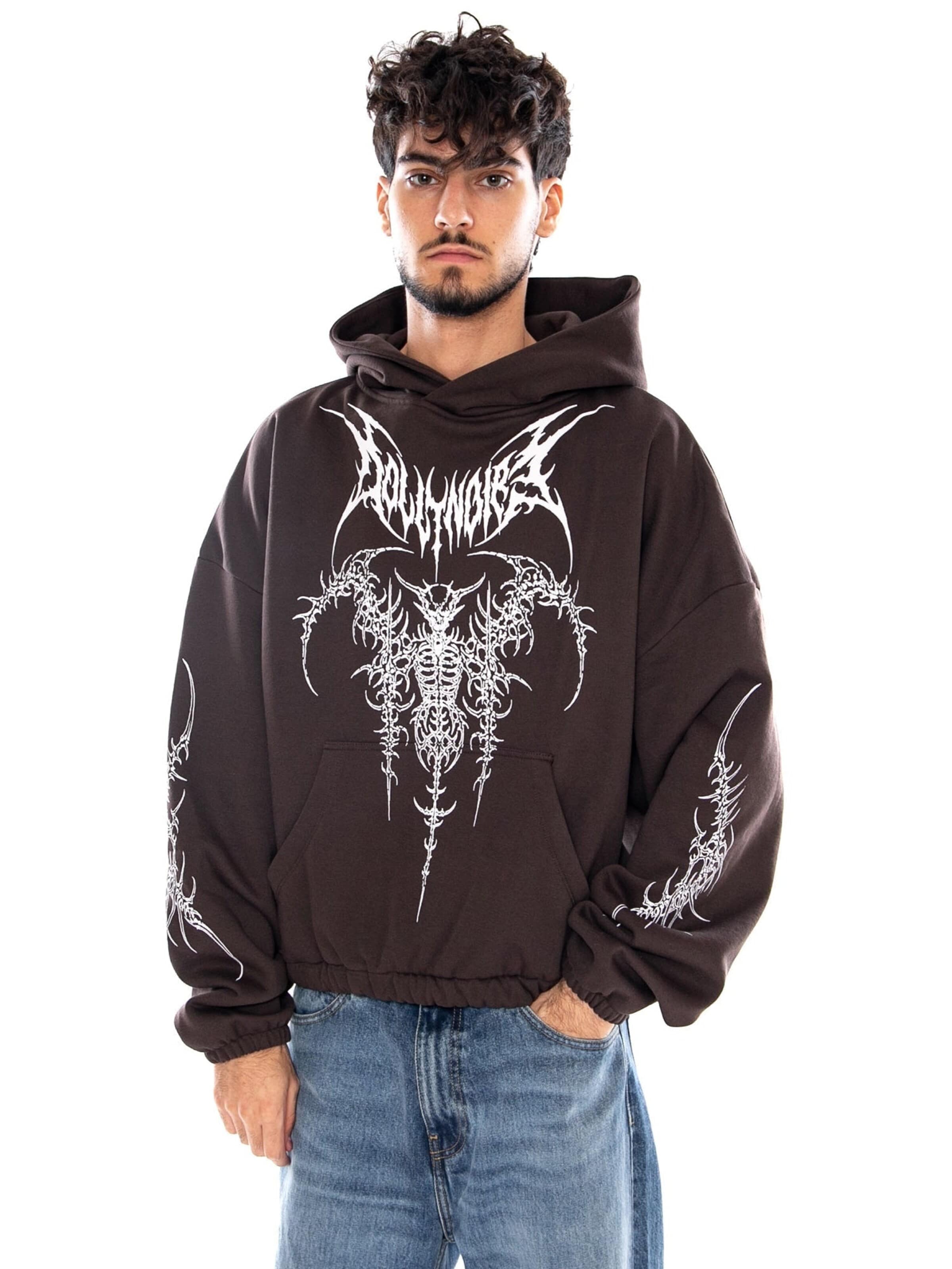 Felpa 'THE GUARDIAN BOXY HOODIE IRON GATE COFFEE BEAN' di DOLLY NOIRE in marrone: frontale