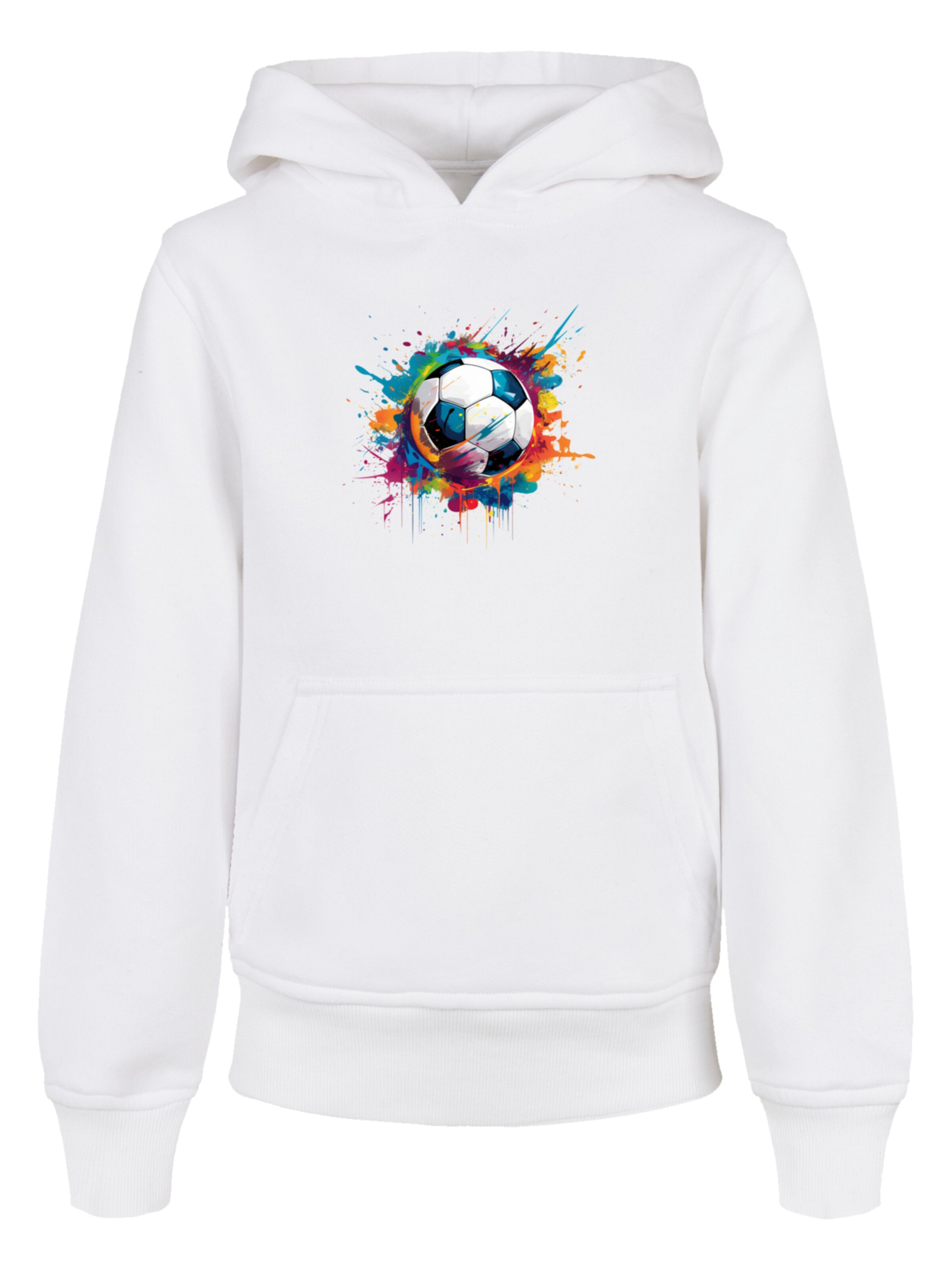 F4NT4STIC Sweatshirt 'Colorful Soccer Ball Graphic Design' in Wit: voorkant