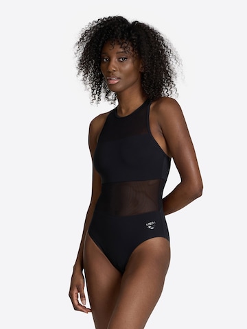 ARENA Bralette Active Swimsuit 'MESH PANELS VENT BACK' in Black: front