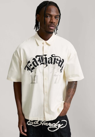 Ed Hardy Классический крой Рубашка в Бежевый: спереди