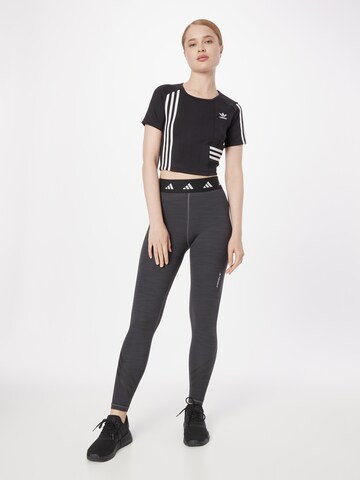 ADIDAS PERFORMANCE Skinny Urheiluhousut 'Techfit 3-Stripes' värissä harmaa