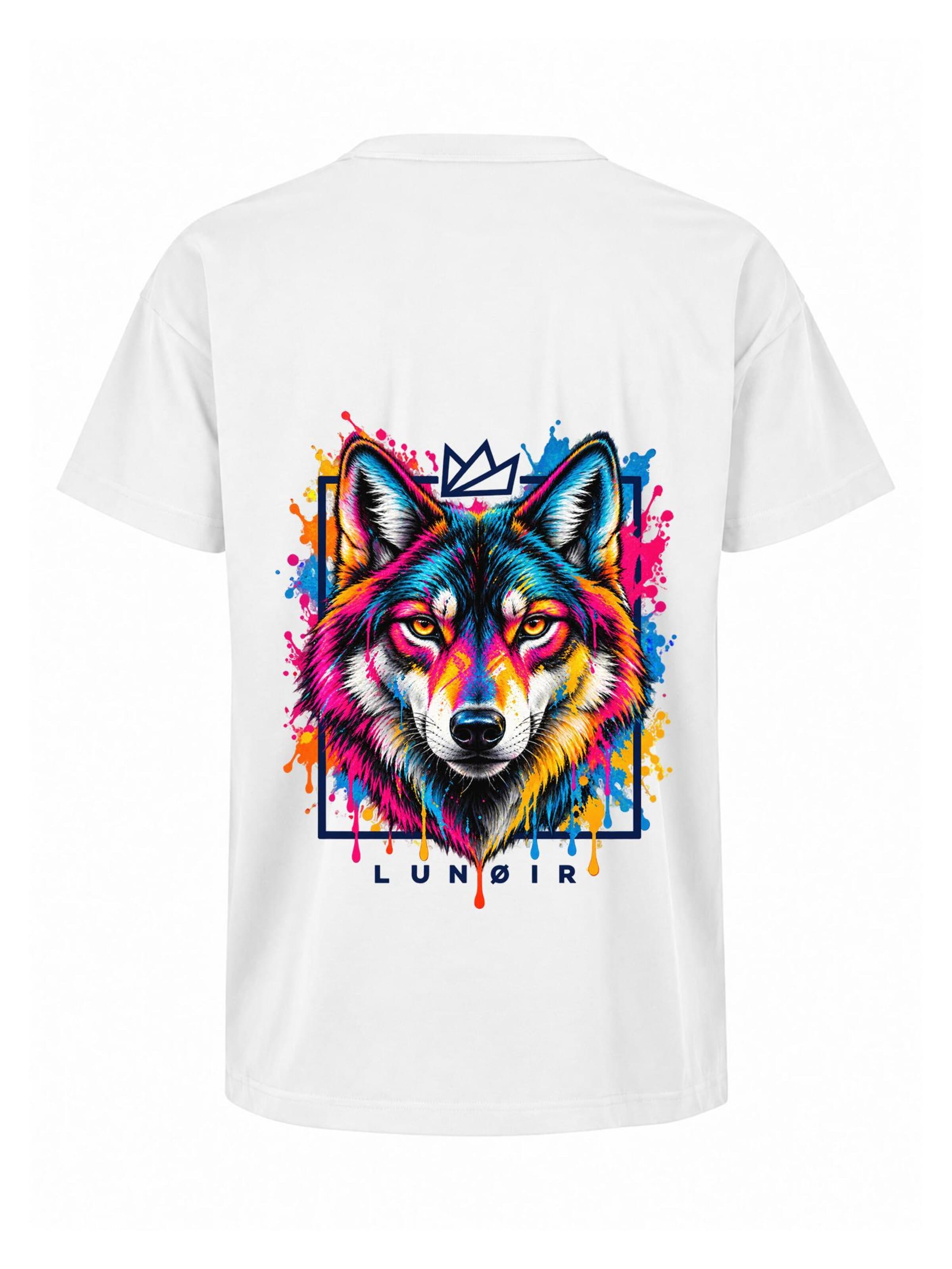 LUNØIR Studio Póló 'Tropical Riot – Urban Howl' - fehér: elől