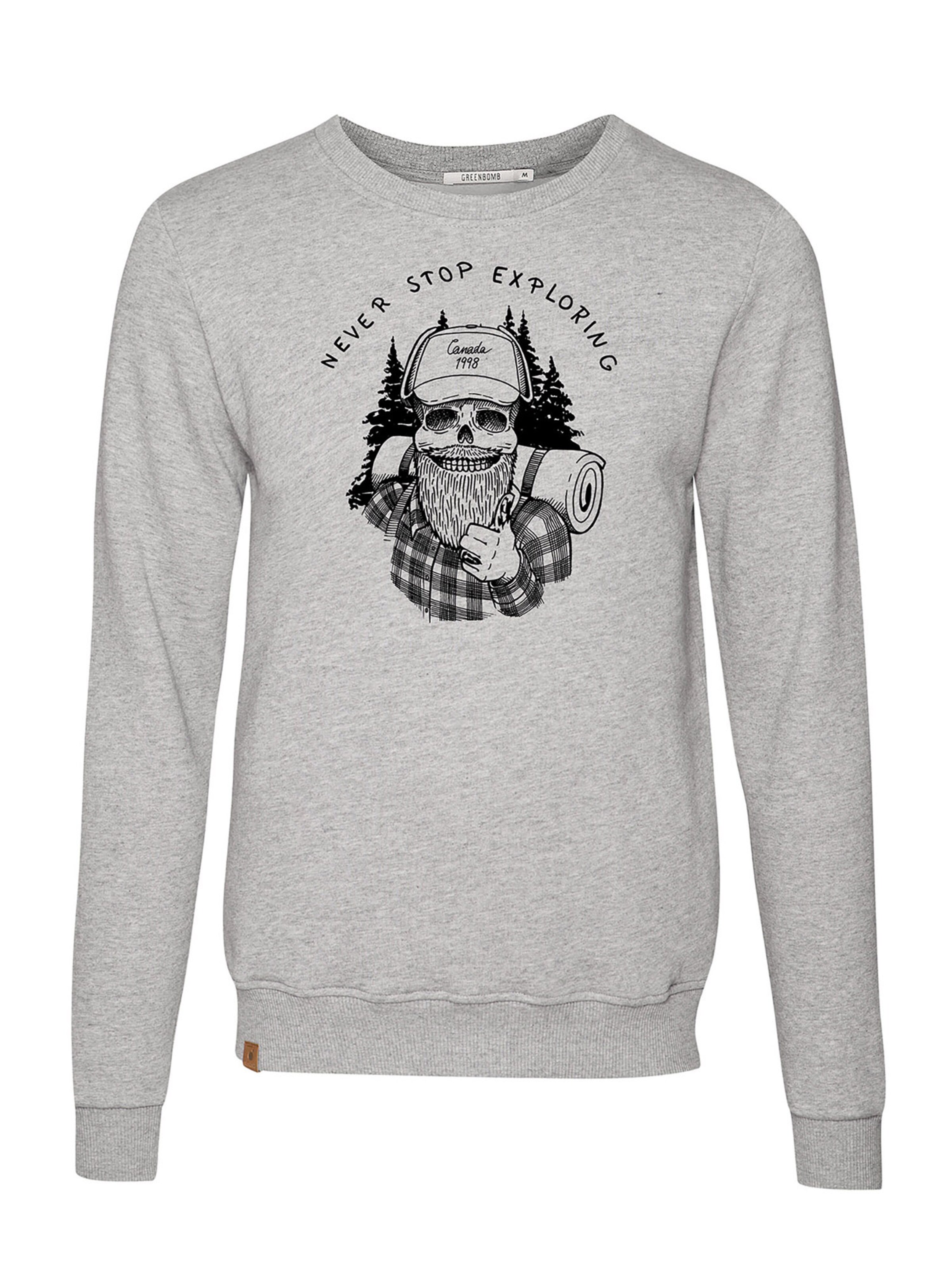 GREENBOMB Sweatshirt 'Nature Never Stop' in Grijs: voorkant