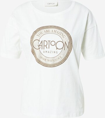 Cartoon T-shirt i vit: framsida