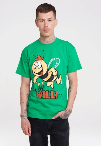 LOGOSHIRT Shirt 'Die Biene Maja – Willi' in Green: front