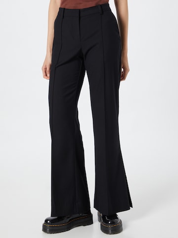 WEEKDAY Flared Trousers with creases 'Kendall' in Black: front