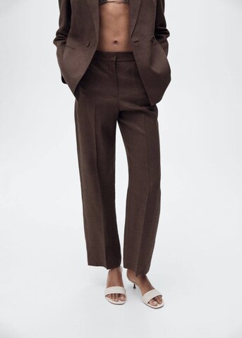 MANGO Loose fit Trousers with creases 'TEMPOLI' in Brown: front