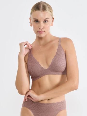 SLOGGI Trojúhelníková Podprsenka 'ZERO Feel Bliss THE UP' – hnědá: přední strana