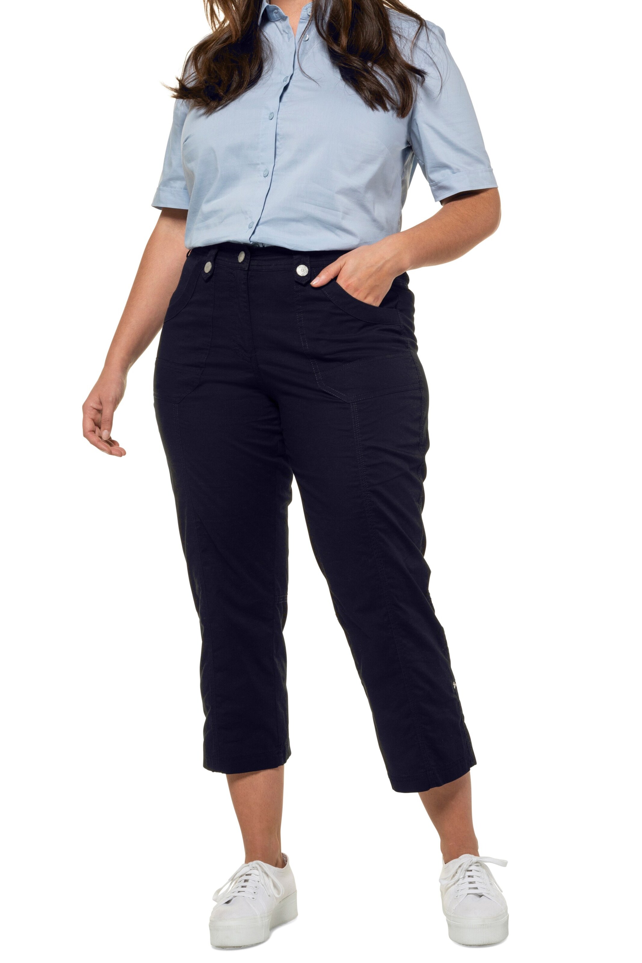 Ulla Popken Regular Trousers in Blue: front