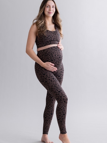 Hey Honey Skinny Leggings 'Maternity' in Bruin: voorkant