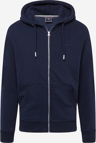 Superdry Zip-Up Hoodie in Black: front