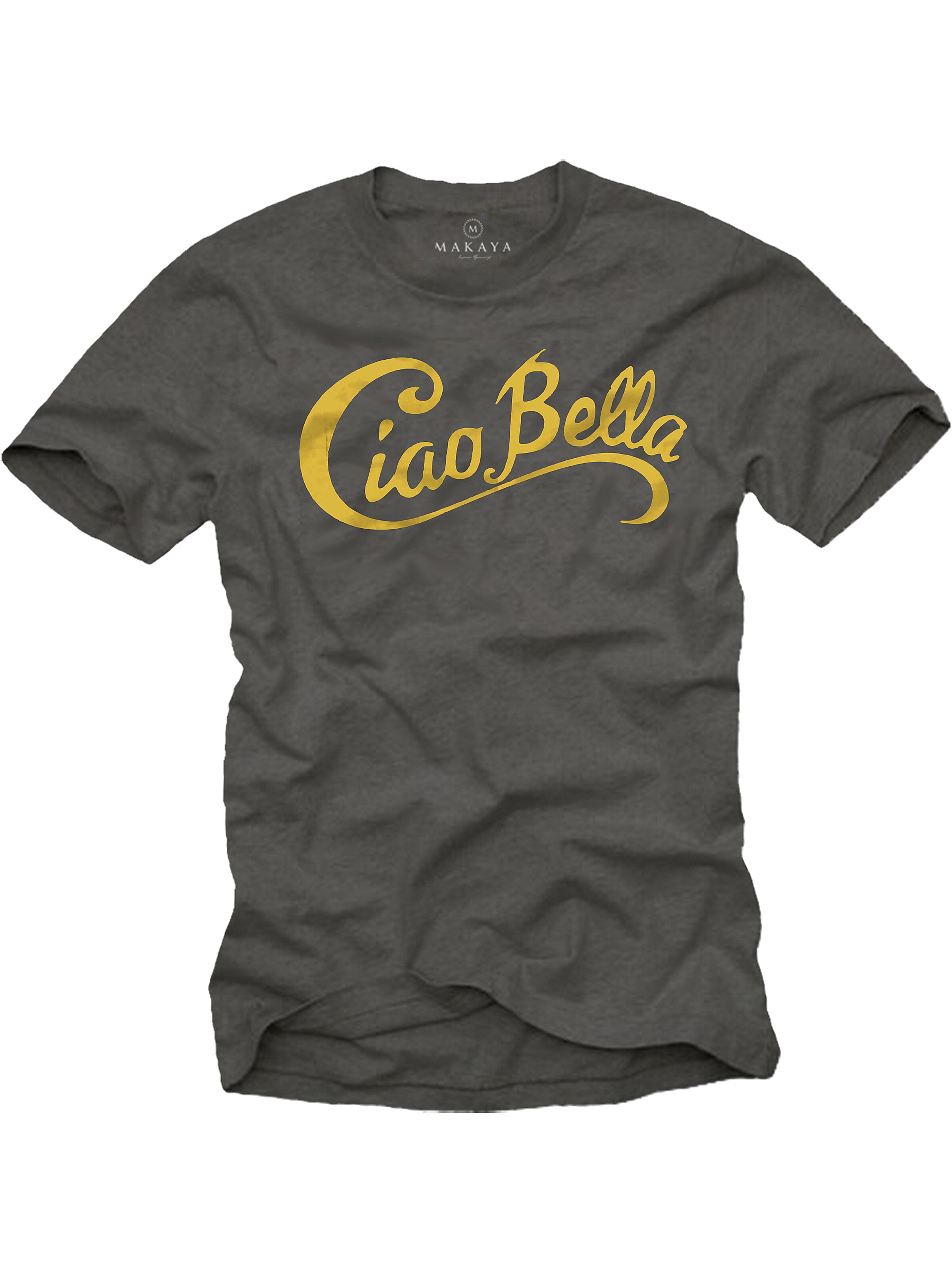 MAKAYA Shirt 'Ciao Bella' in Grey: front