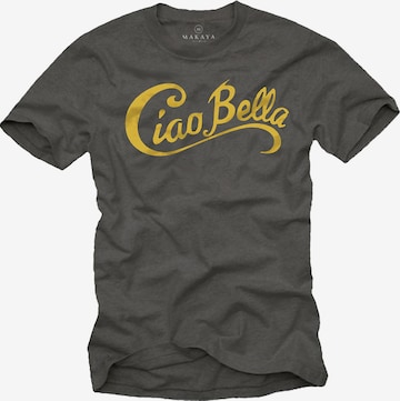 MAKAYA Shirt 'Ciao Bella' in Grey: front