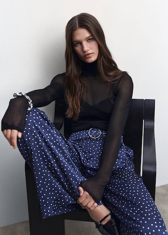 MANGO Wide leg Bandplooibroek 'Adela' in Blauw