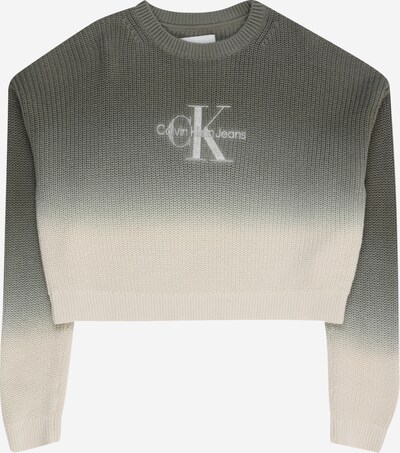 Calvin Klein Jeans Пуловер в бежово / елхово зелено / сребърно, Преглед на продукта