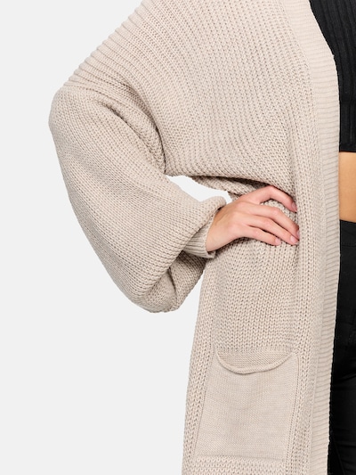 Elara Lang cardigan i beige, Produktvisning