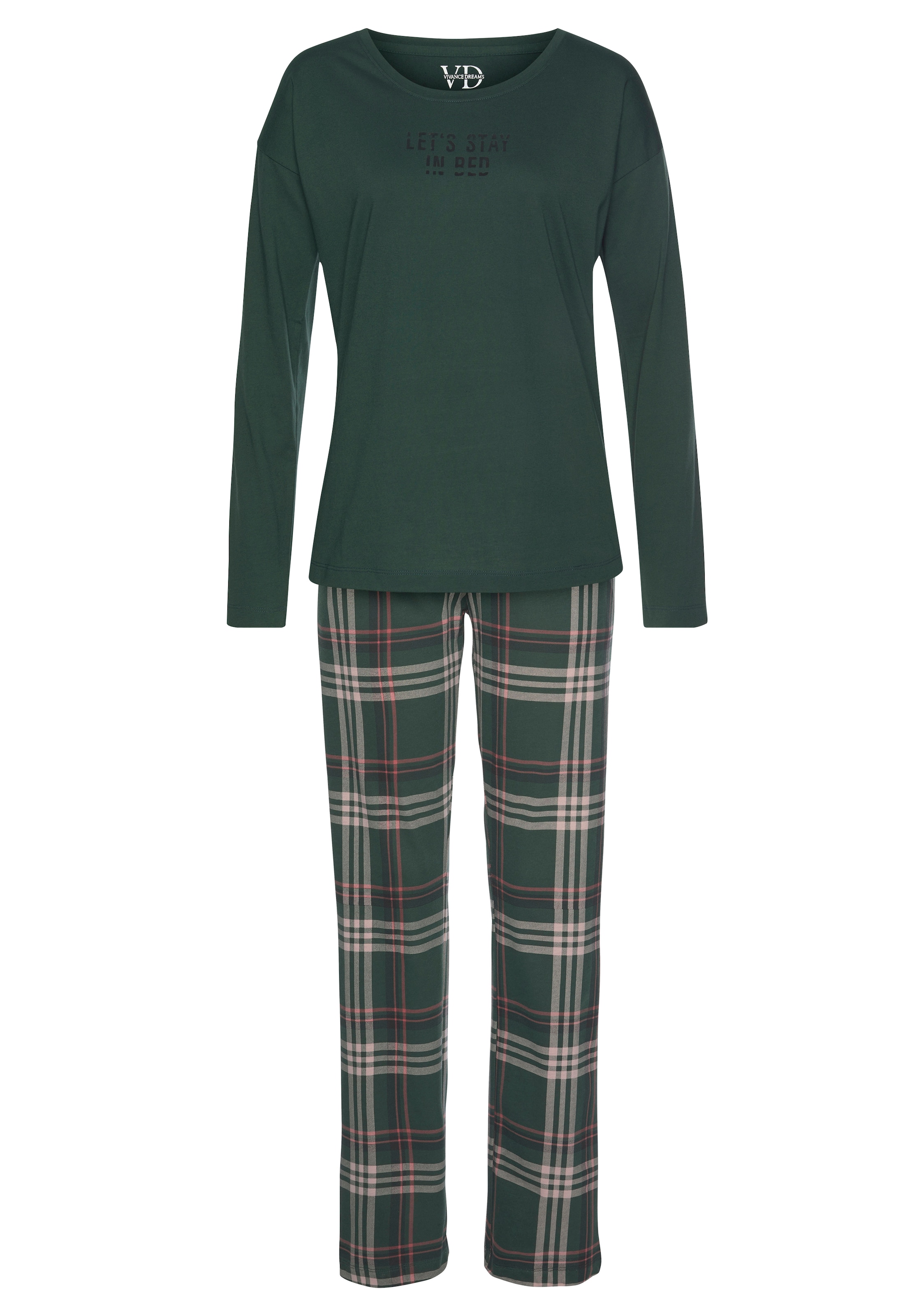 LASCANA Schlafanzug 'Vivance' in Grün: Vorderseite