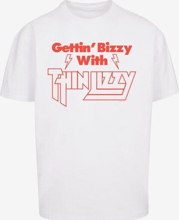 Merchcode Shirt 'Thin Lizzy - Gettin Bizzy' in Wit: voorkant