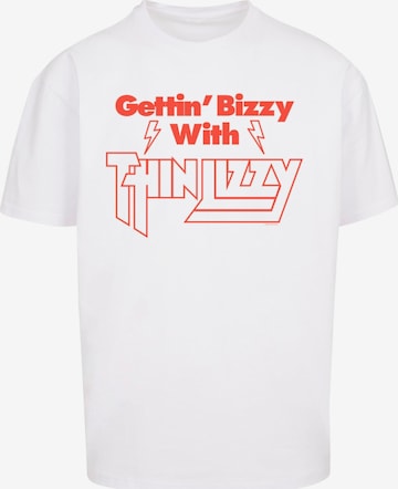 Merchcode Shirt 'Thin Lizzy - Gettin Bizzy' in White: front