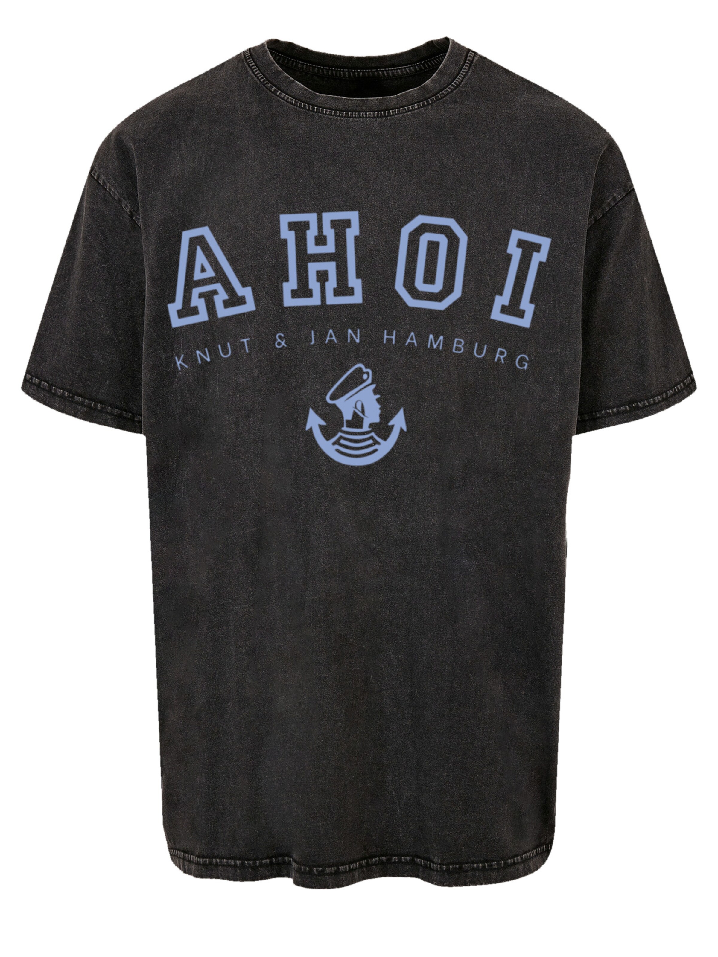 F4NT4STIC T-Shirt 'Ahoi Knut & Jan Hamburg' in Schwarz: Vorderseite
