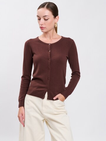Influencer Knit Cardigan in Brown: front