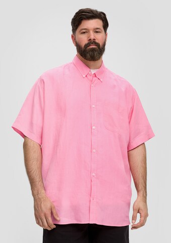 s.Oliver Men Big Sizes Comfort fit Button Up Shirt in Pink: front