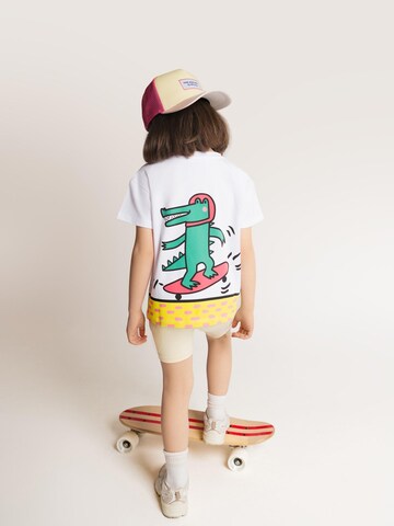 SATURNDAY Shirt 'Krokodil auf Skateboard' in Weiß