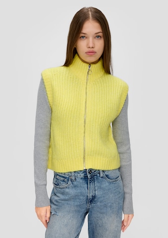 QS Knit Cardigan in Yellow: front