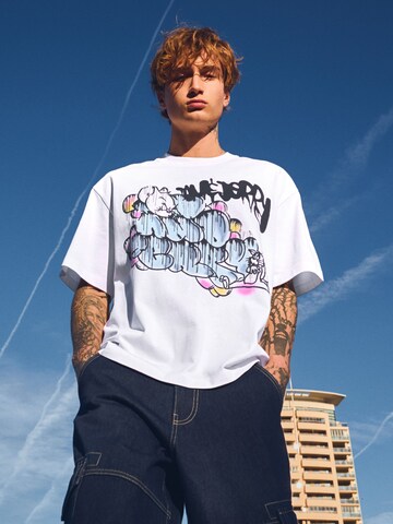 Bershka Majica 'TOM&JERRY' | bela barva