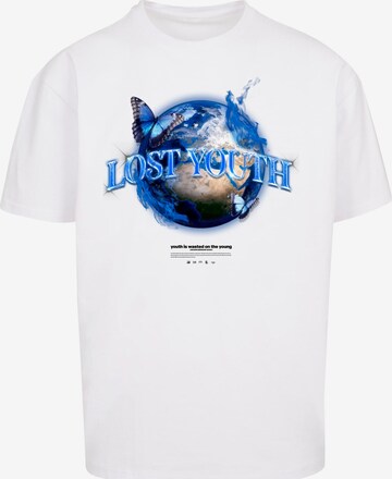 Lost Youth Shirt 'World' in White: front