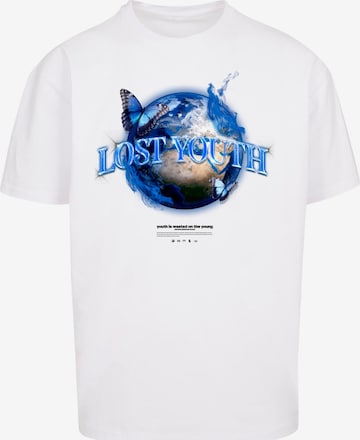 Lost Youth Shirt 'World' in Wit: voorkant