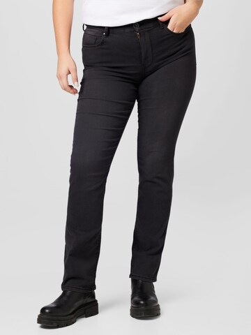 ONLY Carmakoma Skinny Jeans 'Hiris' in Zwart: voorkant