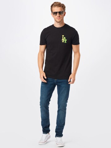 NEW ERA T-Shirt 'Los Angeles Dodgers Neon' in Schwarz