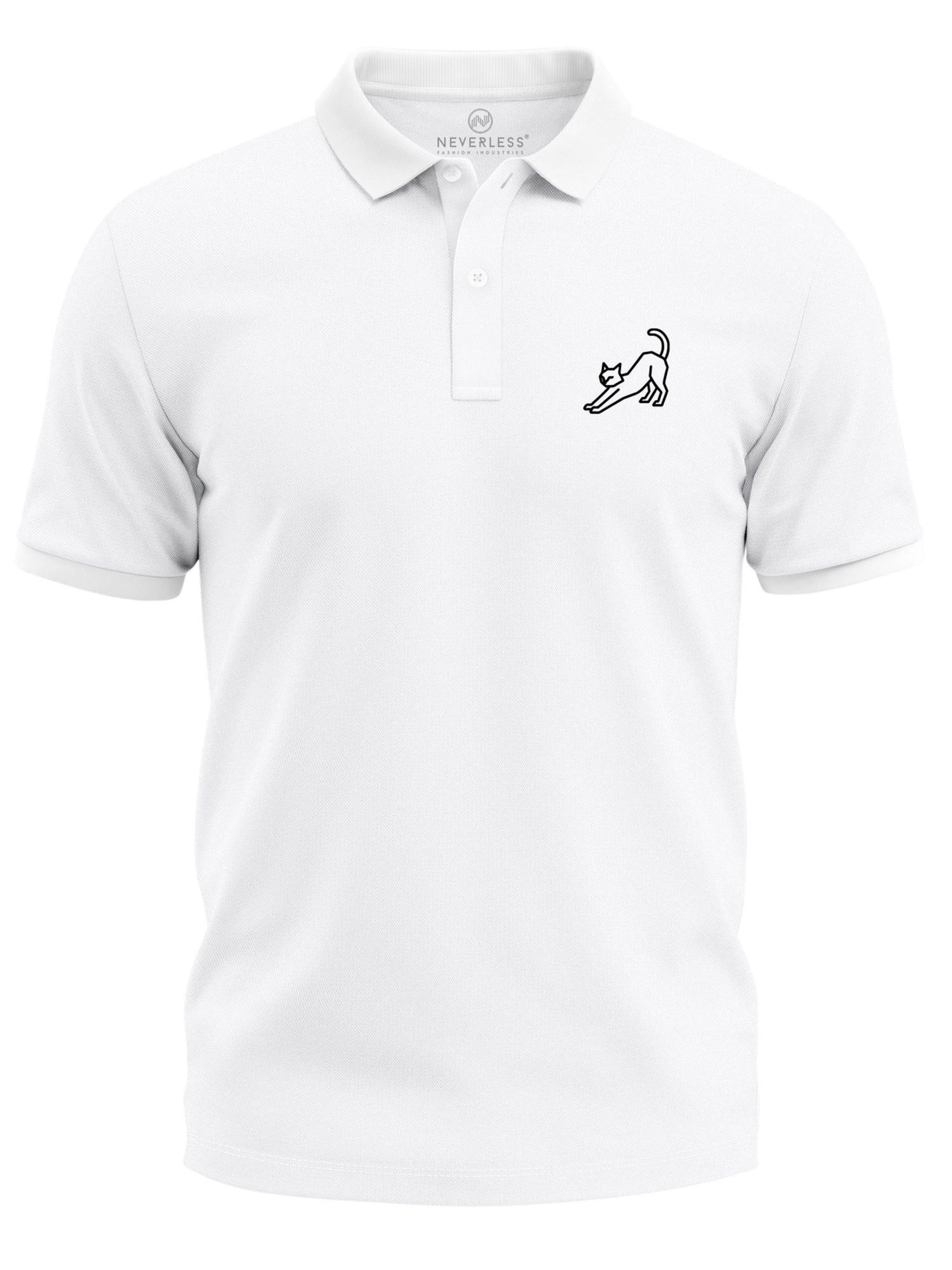 Neverless Shirt 'Cat Polygon' in White: front