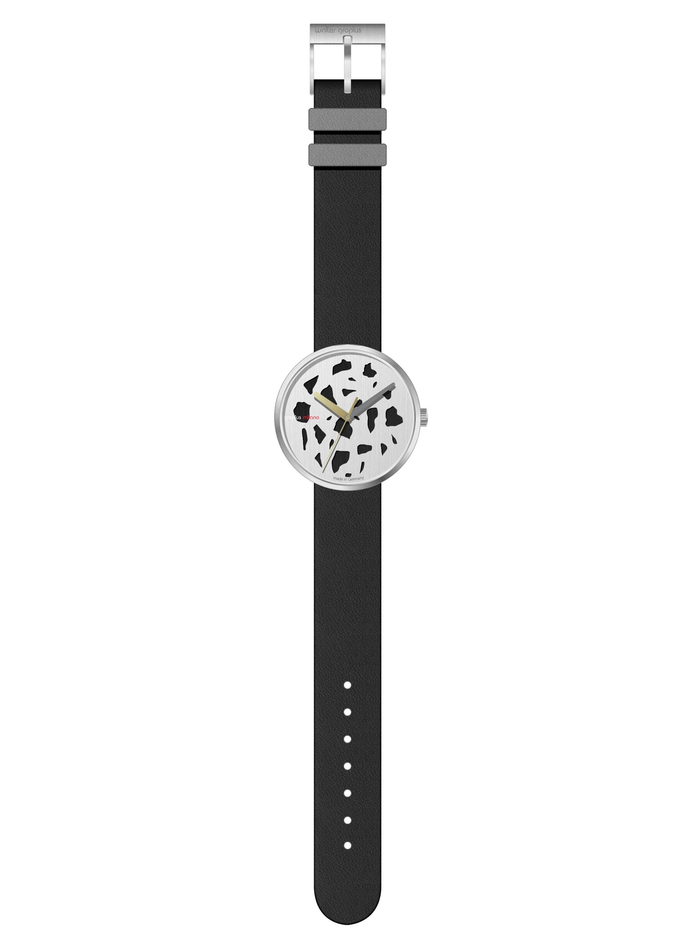 WALTER GROPIUS Analog Watch 'ROHE MATERIALIEN' in Black: front