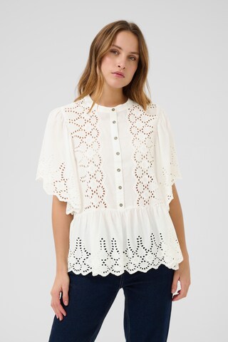 CULTURE Blouse 'CUhawaii' in Wit: voorkant