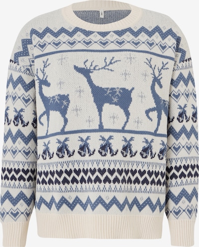 ONLY Pulover 'XMAS' u ecru/prljavo bijela / noćno plava / safirno plava, Pregled proizvoda