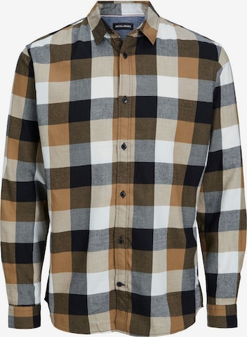 JACK & JONES Button Up Shirt in Brown: front