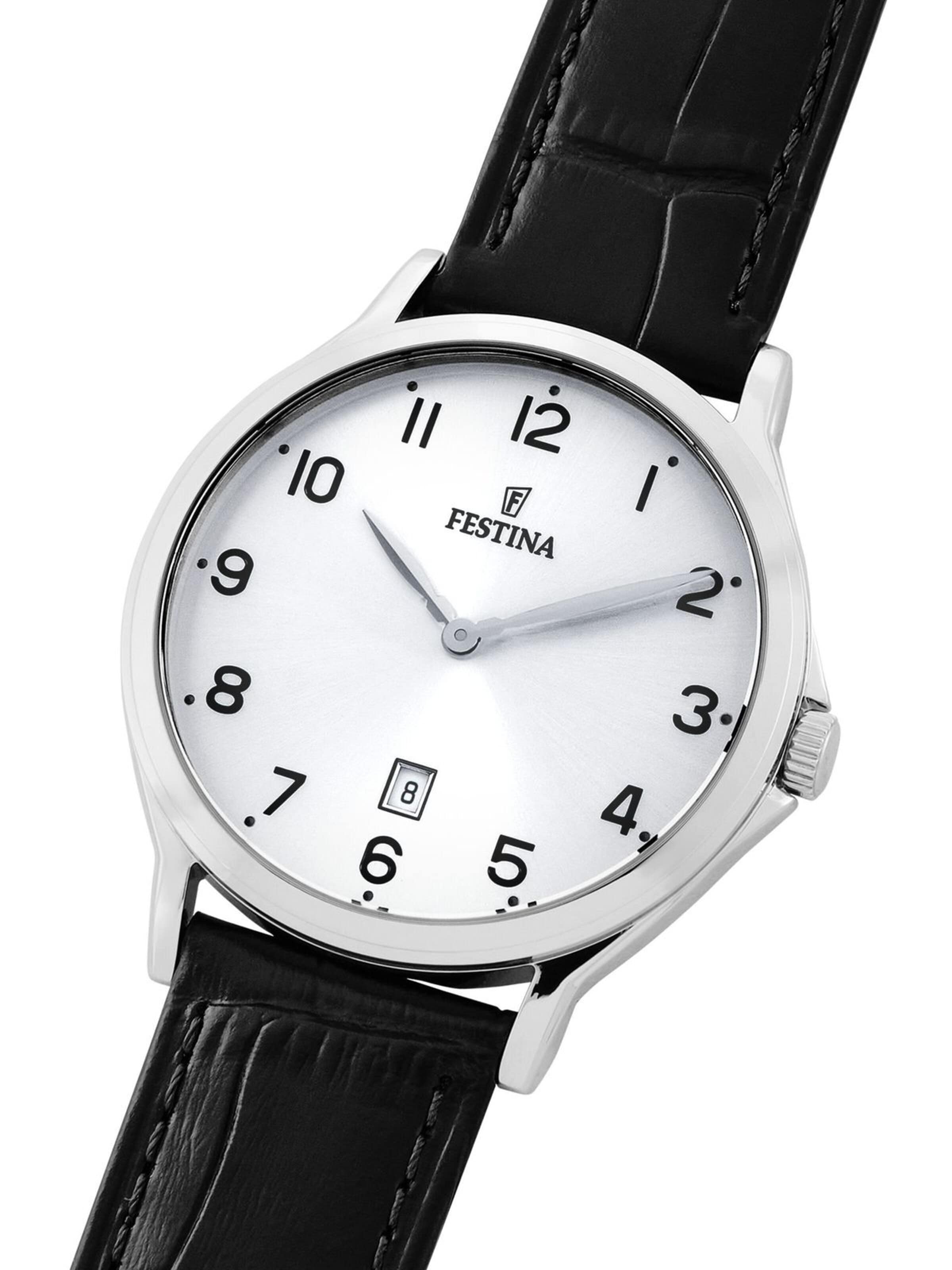 FESTINA Analoog horloge 'Date watch Correa Clasico' in Zilver