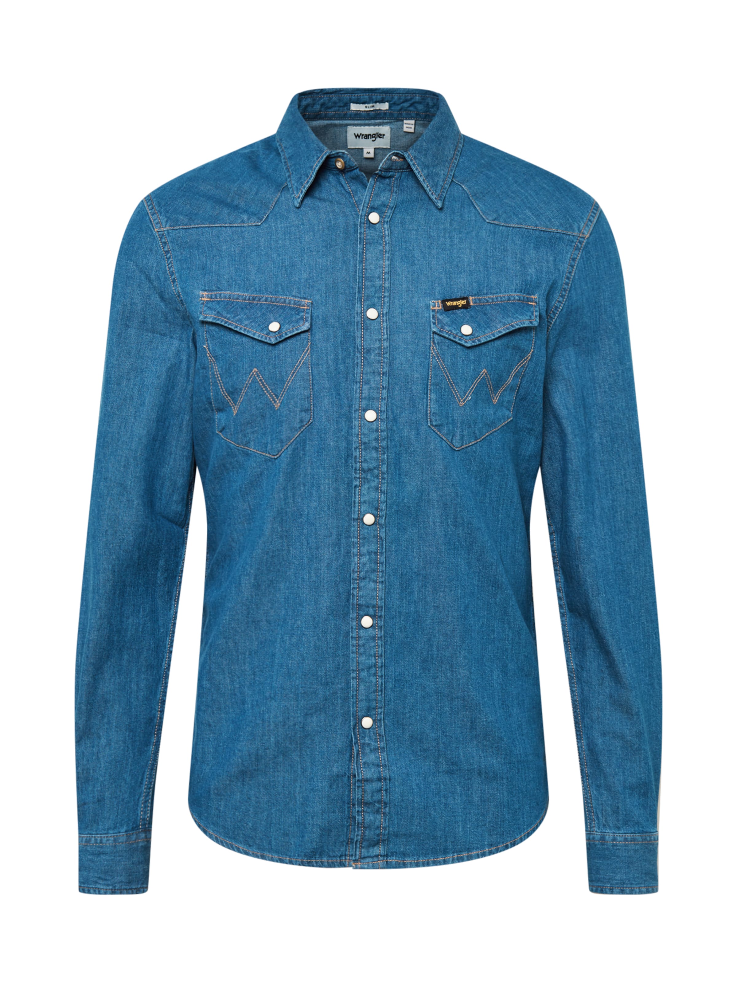 WRANGLER Button Up Shirt 'Western' in Blue: front