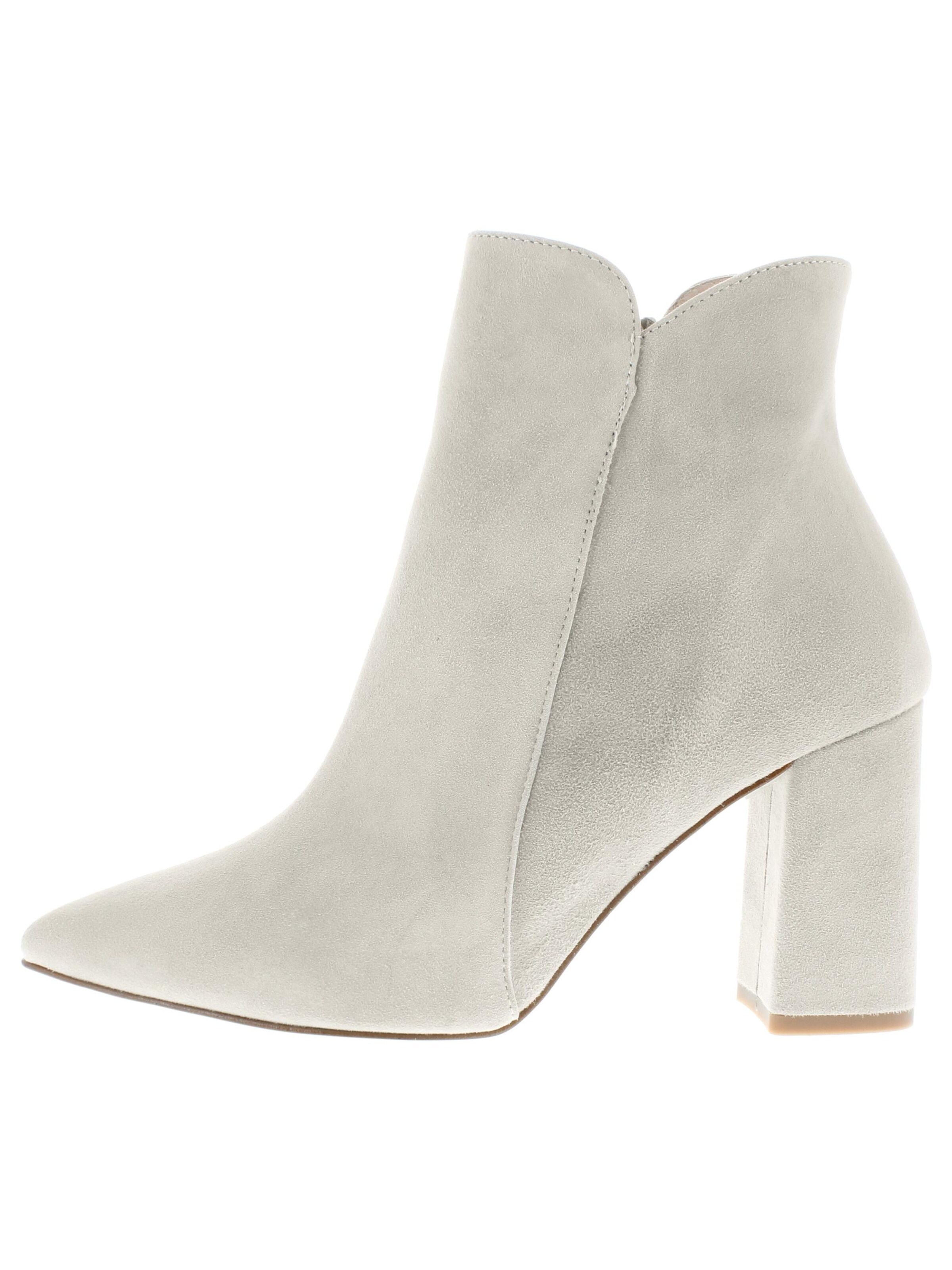 XAVER LUIS Schuhmanufaktur Booties 'VERO - Spitze Stiefelette mit Blockabsatz' in Grey: front