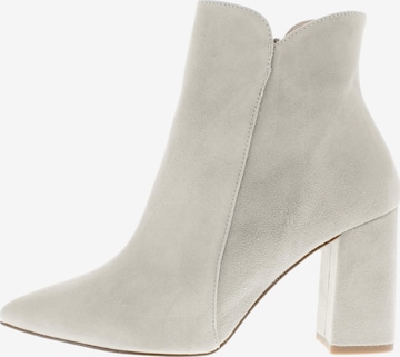 XAVER LUIS Schuhmanufaktur Booties 'VERO - Spitze Stiefelette mit Blockabsatz' in Grey: front