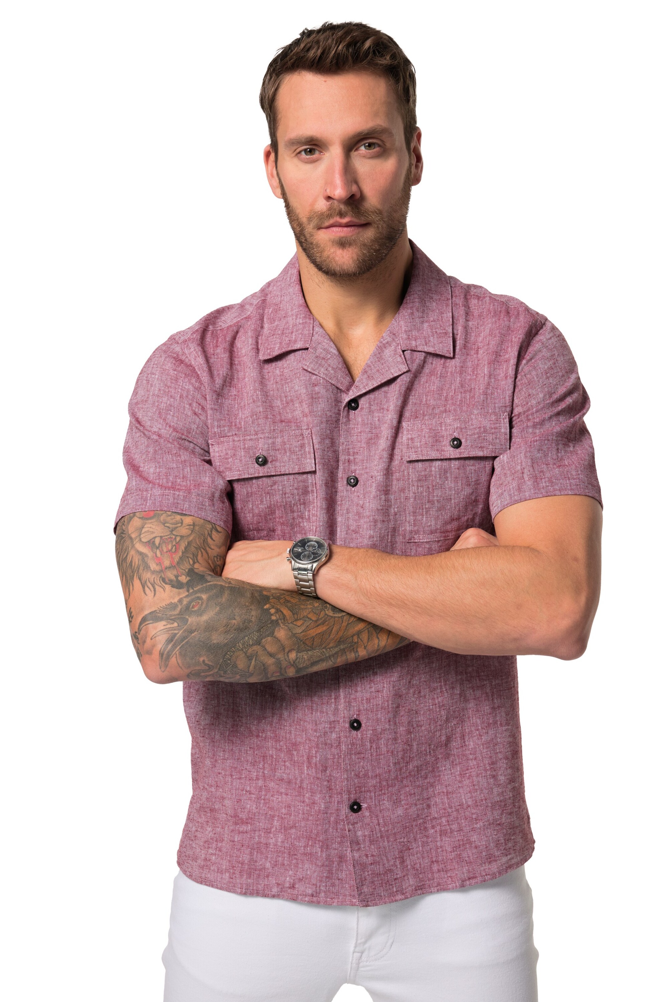 JP1880 Regular fit Overhemd in Rood: voorkant